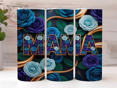 Luxury Teal Blue Rose MAMA 20oz Tumbler, Teal Blue Rose, Luxury Design, MAMA Theme, Sublimation Wrap, 20oz Tumbler, Elegant Aesthetic, Floral Charm Sublimation Lara' s Designs 