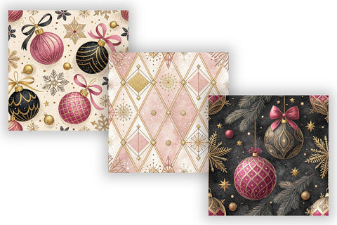 Luxury Winter Glam Digital Paper Pack, Seamless Pattern Bundle, Printable Scrapbook Paper, Pink Gold Elegant Design Collection Digital Pattern FloridPrintables 