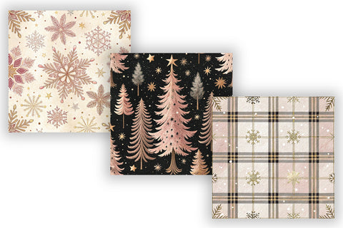 Luxury Winter Glam Digital Paper Pack, Seamless Pattern Bundle, Printable Scrapbook Paper, Pink Gold Elegant Design Collection Digital Pattern FloridPrintables 