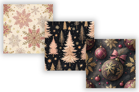 Luxury Winter Glam Digital Paper Pack, Seamless Pattern Bundle, Printable Scrapbook Paper, Pink Gold Elegant Design Collection Digital Pattern FloridPrintables 