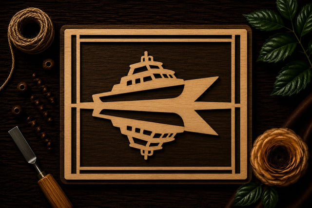 Luxury Yacht Frame Laser Cut SVG File SVG Regulrcrative 
