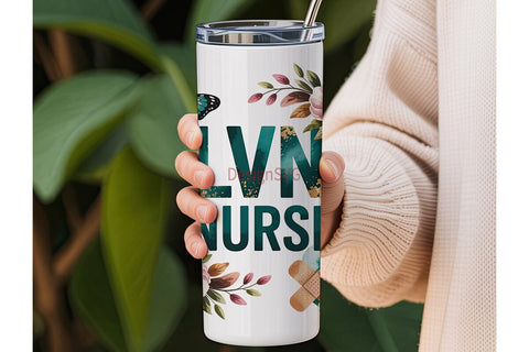 LVN Nurse Floral Tumbler Wrap Sublimation DesignSVG 