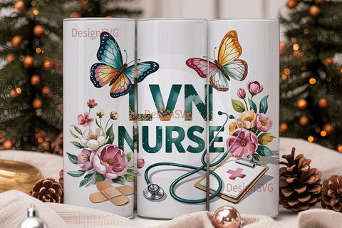 LVN Nurse Floral Tumbler Wrap Sublimation DesignSVG 