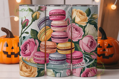 Macarons & Roses 20oz Tumbler Wrap Sublimation PixelChick 