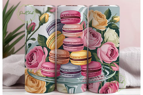 Macarons & Roses 20oz Tumbler Wrap Sublimation PixelChick 