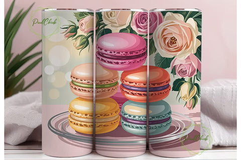Macarons & Roses 20oz Tumbler Wrap Sublimation PixelChick 
