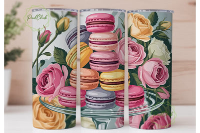 Macarons & Roses 20oz Tumbler Wrap Sublimation PixelChick 
