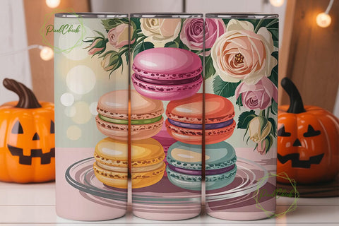 Macarons & Roses 20oz Tumbler Wrap Sublimation PixelChick 