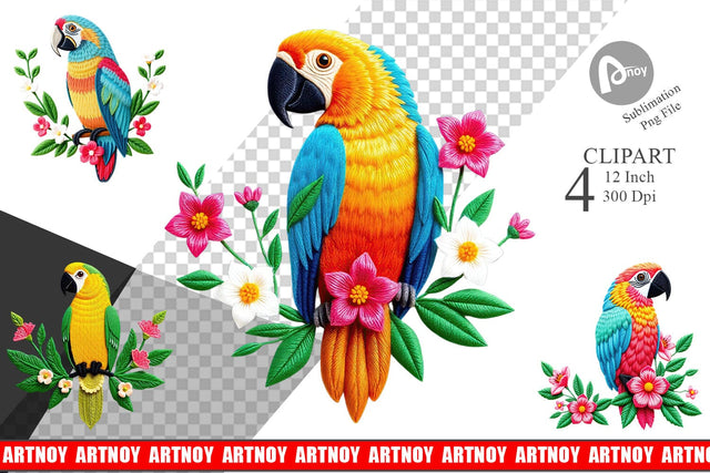 Macaw Embroidery Clipart Sublimation artnoy 