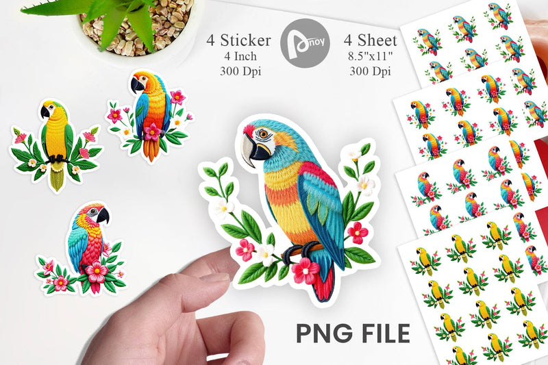 Macaw Embroidery Sticker Sublimation artnoy 