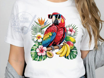 Macaw Parrot Tropical T-Shirt PNG, Tropical Bird, Colorful Feathers, Parrot Illustration, Exotic Design, Skinny Tumbler, Sublimation PNG Sublimation ToriDesigns 