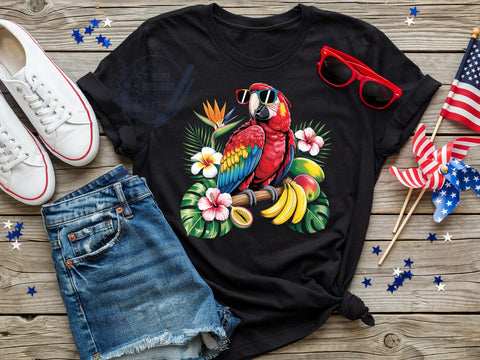 Macaw Parrot Tropical T-Shirt PNG, Tropical Bird, Colorful Feathers, Parrot Illustration, Exotic Design, Skinny Tumbler, Sublimation PNG Sublimation ToriDesigns 