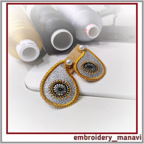 Machine embroidery design FSL earrings fancy shape Embroidery/Applique DESIGNS Embroidery Manavi 05 