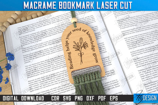 Macrame Bookmark Laser Cut | Book Marker | Page Holder | Boho Design | CNC File SVG Fly Design 