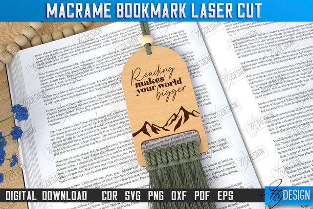 Macrame Bookmark Laser Cut | Book Marker | Page Holder | Boho Design | CNC File SVG Fly Design 