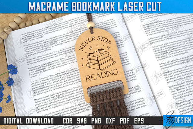 Macrame Bookmark Laser Cut | Book Marker | Page Holder | Boho Design | CNC File SVG Fly Design 