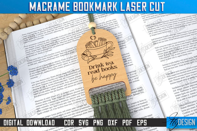 Macrame Bookmark Laser Cut | Book Marker | Page Holder | Boho Design | CNC File SVG Fly Design 