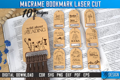 Macrame Bookmarks Laser Cut Bundle | Book Marker | Page Holder | Boho Design | CNC Files SVG Fly Design 