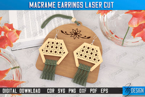 Macrame Earrings Laser Cut Bundle | Pendant Earrings | Jewelry | Accessories | Boho Design | CNC Files SVG Fly Design 