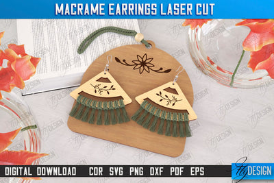 Macrame Earrings Laser Cut | Pendant Earrings | Jewelry | Accessories | Boho Design | CNC File SVG Fly Design 