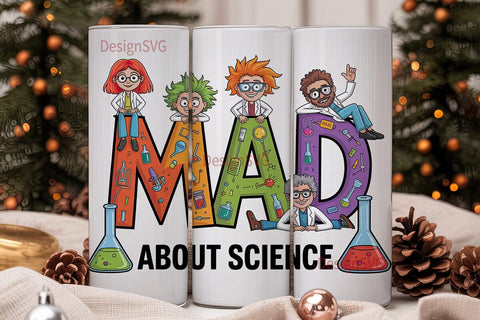 Mad About Science 20oz Tumbler Wrap Sublimation DesignSVG 