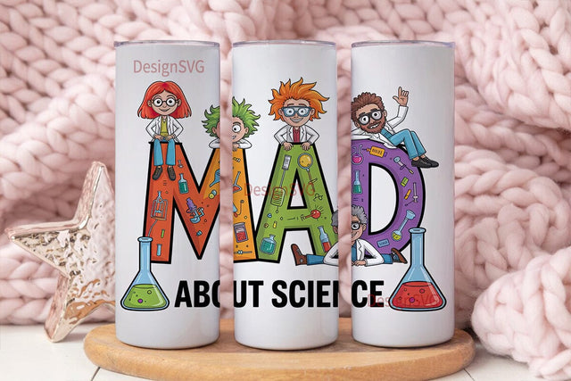 Mad About Science 20oz Tumbler Wrap Sublimation DesignSVG 