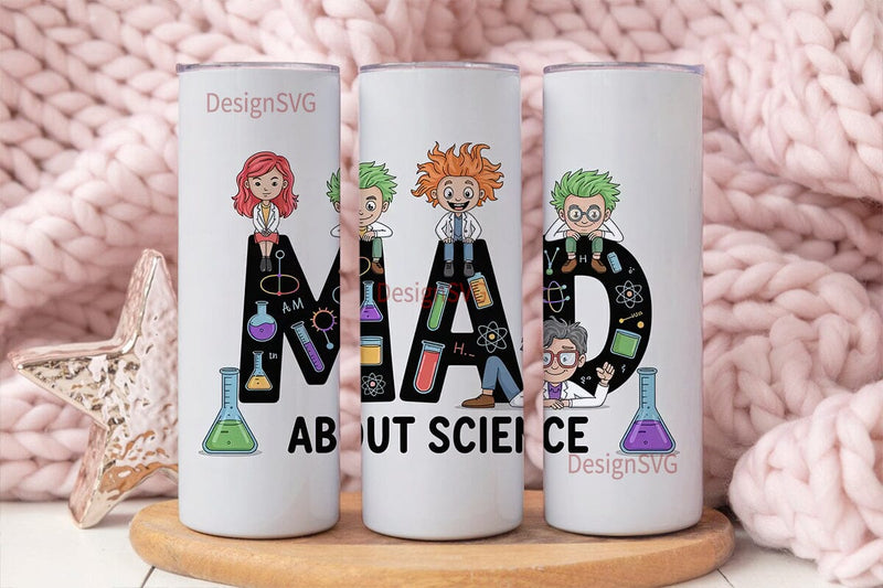 Mad About Science 20oz Tumbler Wrap Sublimation DesignSVG 