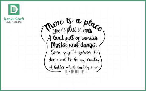 Mad Hatter Wonderland Quote SVG PNG & EPS V2 SVG dahukdesign 