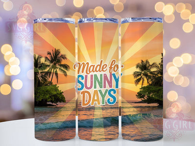Made For Sunny Days 20oz Tumbler, Salty Summer Phrase, Made For Sunny Days Quote, Tropical Coastal Theme, Vintage Beach Illustration, Sublimation Tumbler Wrap, 20oz Tumbler Sublimation SvggirlplusArt 