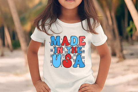 Made in USA I Patriotic Shirts Kids Sublimation I July 4 Kids Tshirt PNG Sublimation Happy Printables Club 