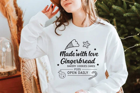 Made with love gingerbread bakery cookies cakes pies open daily SVG Angelina750 