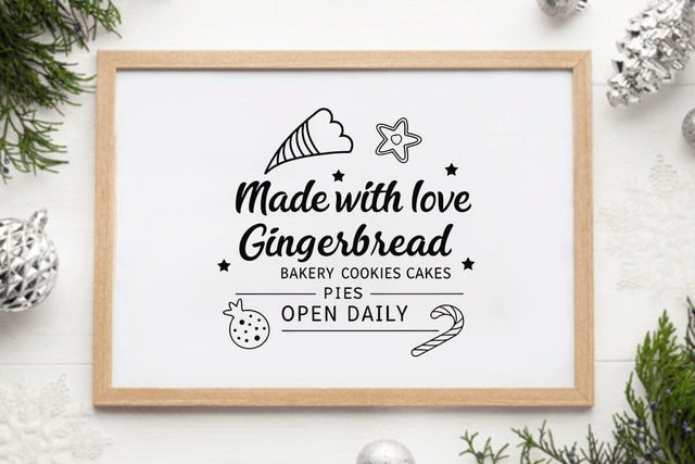 Made with love gingerbread bakery cookies cakes pies open daily SVG Angelina750 