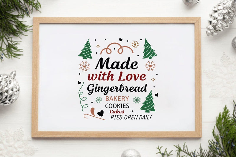 Made with love gingerbread bakery cookies cakes pies open daily SVG Angelina750 