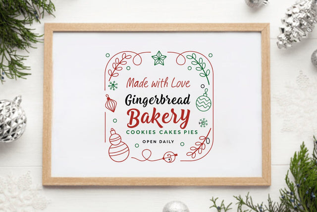 Made with love gingerbread bakery cookies cakes pies open daily SVG Angelina750 