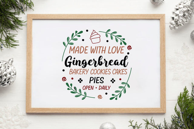 Made with love gingerbread bakery cookies cakes pies open daily SVG Angelina750 