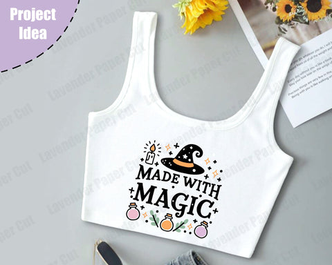 Made With Magic Witch Layered SVG, PNG, Clipart, Kawaii SVG, Halloween svg, Witchy vibes, For Cricut and Silhouette SVG Lavender Paper Cut 