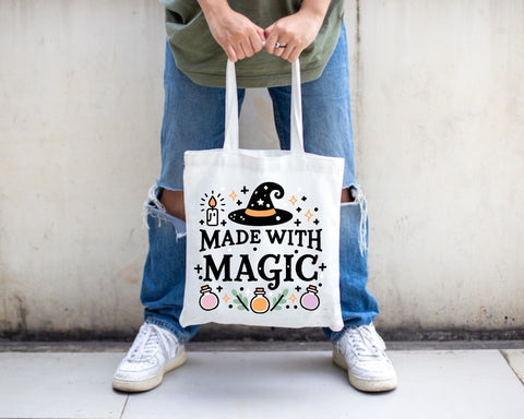 Made With Magic Witch Layered SVG, PNG, Clipart, Kawaii SVG, Halloween svg, Witchy vibes, For Cricut and Silhouette SVG Lavender Paper Cut 