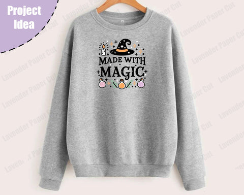 Made With Magic Witch Layered SVG, PNG, Clipart, Kawaii SVG, Halloween svg, Witchy vibes, For Cricut and Silhouette SVG Lavender Paper Cut 