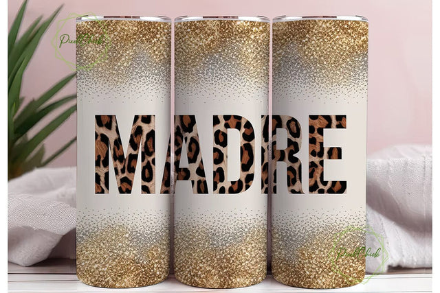 Madre Leopard Glitter 20oz Tumbler Wrap Sublimation PixelChick 