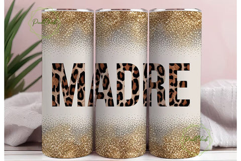 Madre Leopard Glitter 20oz Tumbler Wrap Sublimation PixelChick 