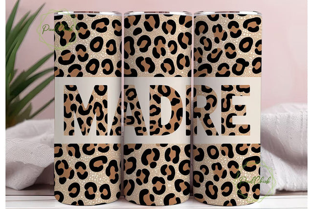 Madre Leopard Glitter 20oz Tumbler Wrap Sublimation PixelChick 