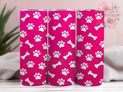 Magenta Glitter Paw Print 20oz Tumbler, Magenta Theme, Glitter Effect, Paw Print, Pet Lover, Glow Effect, Skinny Tumbler, Sublimation PNG Sublimation Li Zamperini 