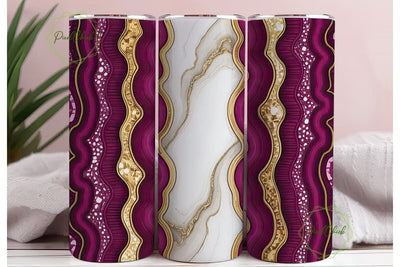 Magenta Gold Geode Marble 20oz Tumbler Sublimation PixelChick 
