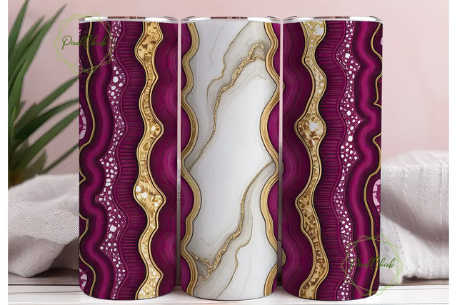 Magenta Gold Geode Marble 20oz Tumbler Sublimation PixelChick 