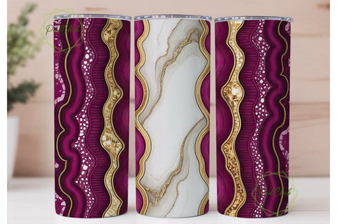 Magenta Gold Geode Marble 20oz Tumbler Sublimation PixelChick 