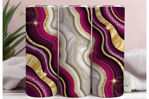 Magenta Gold Geode Marble 20oz Tumbler Sublimation PixelChick 