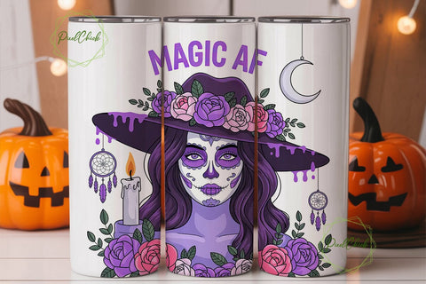 Magic AF Sugar Skull 20oz Tumbler Wrap Sublimation PixelChick 
