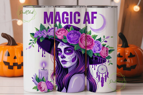 Magic AF Sugar Skull 20oz Tumbler Wrap Sublimation PixelChick 