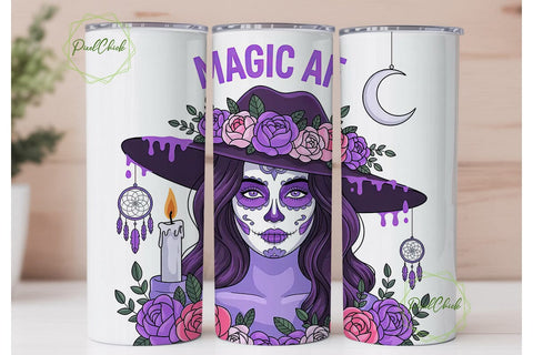 Magic AF Sugar Skull 20oz Tumbler Wrap Sublimation PixelChick 