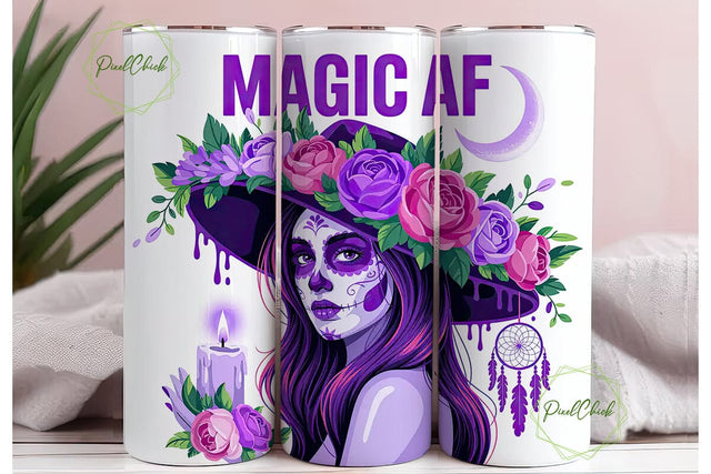 Magic AF Sugar Skull 20oz Tumbler Wrap Sublimation PixelChick 